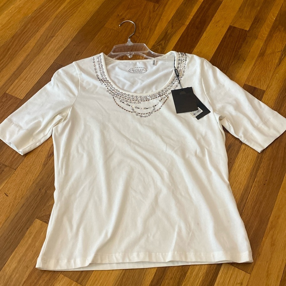 NWT Basler Women’s White Blouse With Sequin Detailing Size 38